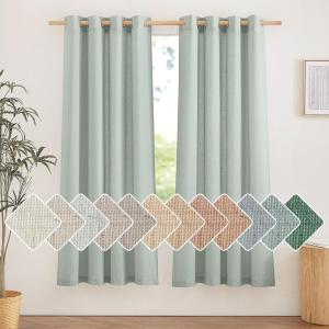 NICETOWN Thick Linen Sage Green Curtains 72 inches Long, Grommet Linen Weave Privacy Added with Light Through Window Treatment Fresh for Bedroom/Living Room, W55 x L72, 2 Panels