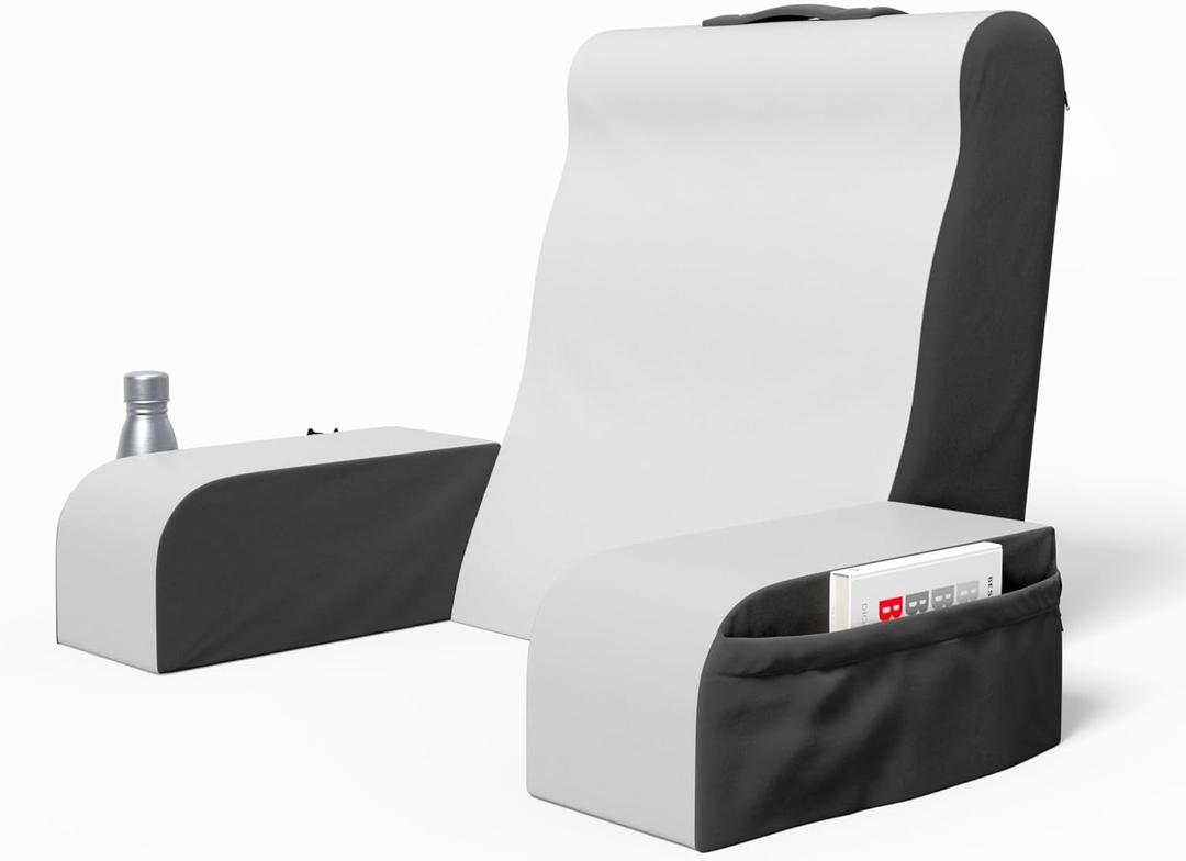 Klbs Wedge Reading Cushion, Back Pillow for Bed Sitting Up, Cushion with Arms for TV Book Gaming Dorm Rooms, Backrest (Grey/White, Standard)