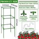 ZeeDix 45 Inch Tomato Cages 2 Pack, Heavy Duty Adjustable Metal Garden Plant Supports for Climbing Vegetables - Square Cage for Tomatoes, Cucumbers, Peas, Flowers with 20 Plant Clips