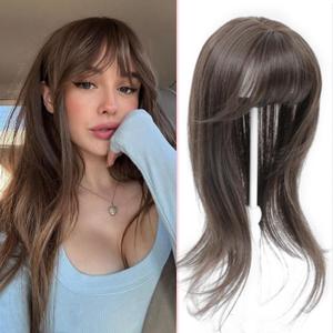 Hair Topper 18 inch Toppers Hair pieces for Women with Thinning hair 4"5" Comfortable Base Hairtopper Clip in Bangs