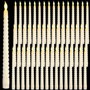 Retisee 50 Pack Flameless Taper Candles Bulk 10.8 Inch Ivory Spiral Battery Operated Flickering Warm 3D Wick Light LED Candlesticks for Halloween Christmas Wedding Home Window Decorations