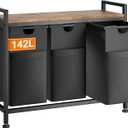 Lulive Laundry Hamper, Laundry Basket Organizer with 3 Pull-Out Removable Bags & Large Top Shelf, 3  12.5 Gal (142L) Freestanding Laundry Sorter 3 Sections for Laundry Room, Bathroom and Dorm