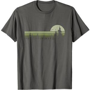 Trees Wildlife Nature Vintage Forest T-Shirt (Small,)