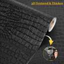 Fititem 23.6”×118” Black Peel and Stick Wallpaper Crocodile Texture Modern