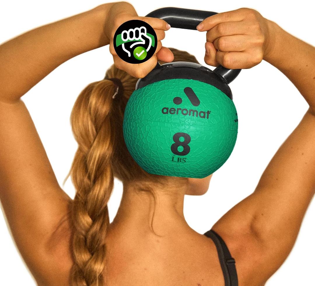 Aeromat Elite Mini Kettlebells – Weighted Exercise Medicine Ball with Anti-Slip Grip & Wide Handle, Strength Training Kettlebell for Squats, Workouts, & Home Gym Use