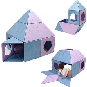 Asweets 18-Piece Magnetic Fort Building Kit, Lightweight Panels with Built-in Magnets, Giant Modular Playhouse Panels for 3+ Kids, 18-pcs Various Shapes