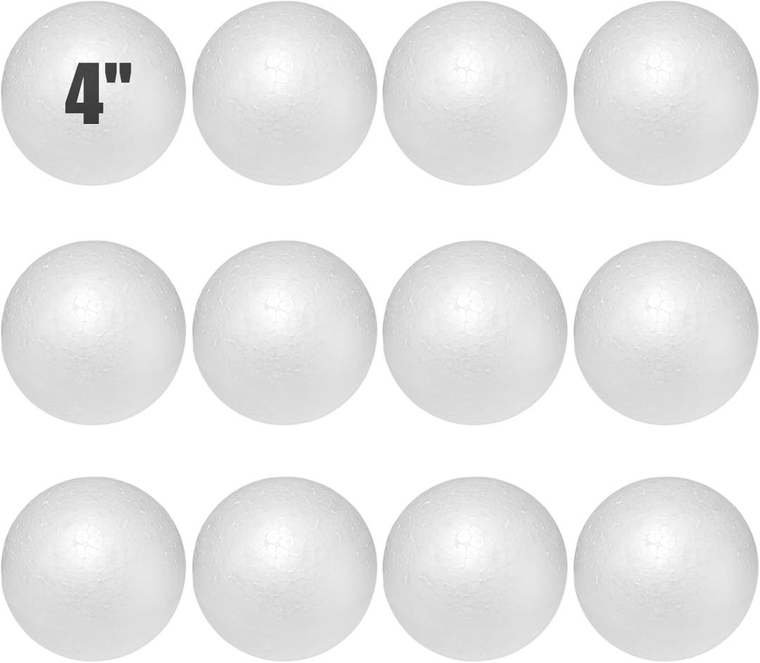 Styrofoam Balls 4 Inch,12PC Large White Foam Balls for Crafts, DIY Craft Giant Foam Ball for Home and School,Smooth Solid Round (Styrofoam-4in-12pc)