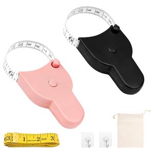 TUNEYA 3 Pack Body Measuring Tape - 60 Inch Retractable Tape Measure with Lock Pin, Soft Fabric Tape for Body Measurement, Sewing & Weight Loss, Includes Storage Bag & 2 Hooks