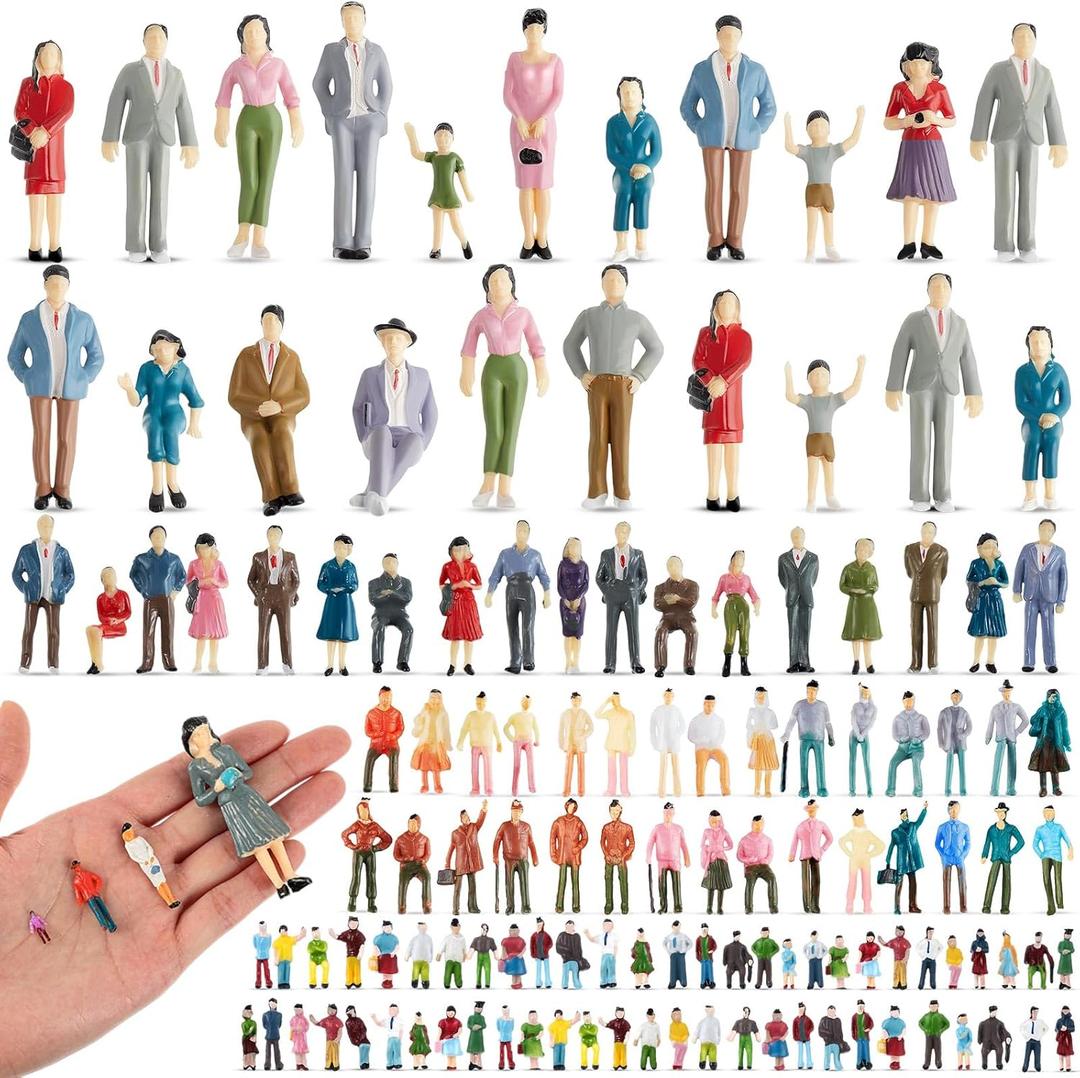 Namalu 140 Pcs Mini People Figurines 1: 25 1: 50 1: 75 1: 150 Scale Tiny People Model Architectural Plastic Figurines Sitting and Standing Assorted for Miniature Scenes