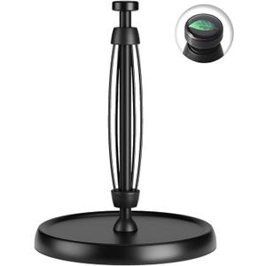 Countertop Paper Towel Holder - One-Handed Tear with Ratchet Mechanism, Weighted Base Degradable Plastic Paper Towel Stand, Black Farmhouse Kitchen Bathroom Decor Accessories