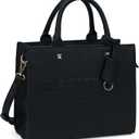 Tote Bag for Women Top Handle Satchel Purse and Handbags with Shoulder Strap (Large 16.3 IN with 16IN Laptop Compartment, Black-grained)