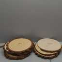 FSWCCK 10 PCS Unfinished Wood Slices for Centerpieces-Round Natural Discs with Tree Bark, Wooden Cookies Circles for Crafts Christmas Ornaments, Rustic Wedding Decor,Table Decoration (4"- 4 .7")