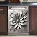 Stainless Steel Flower Magnetic Dishwasher Decorative Cover,Metal Art Style Home Appliance Covers Sticker,Personality Magnet Door Panel Decal Kitchen Decor 23"" x 26"" Magnetic, Rimyy08-1