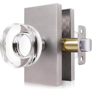 Crystal Glass Passage Door Knob - Brushed Nickel Interior Door Handle for Hall Closet Bedroom, Smooth Operation & Easy Installation, 1 Pack