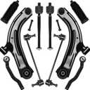 AUQDD 10Pcs Front End Suspension Kit Fit For 2007-2011 Ni-ssan Versa, 2009-2014 Cube, 2 Lower Control Arm w/Ball Joint 2 Sway Bar Link 4 Outer & Inner Tie Rod End (# K620566 K750098 EV800322 ES800248)