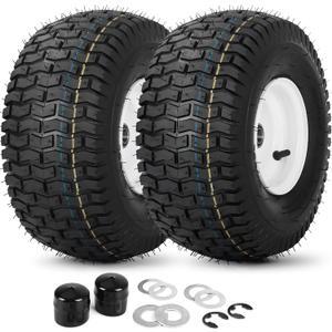 GICOOL (2 Pack) 15x6.00-6 Tubeless Tire and Wheel, 3" Offset Hub, 3/4" Bearing, 4 Ply, 15x6-6 Lawn Mower Front Tires, Compatible with 100 and 300 Series John Deere Riding Mower, Lawn Tractor and More