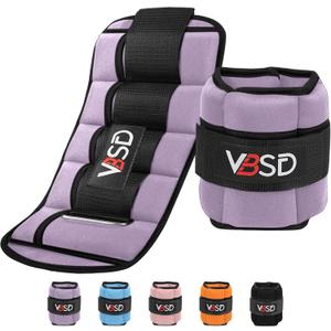 VBSD Adjustable Ankle Weights for Men Women, 10lb 1 Pair Leg Weight Straps, Weighted Ankle Weights Set for Gym, Yoga, Jogging, Walking, Aerobics, 5 lbs Each Ankle,, Lavender