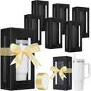 Honoson 6 Pcs Gift Boxes with Ribbon Compatible with Stanley 30 oz Tumbler with Handle, Transparent Gift Box with Window for Sublimation Mug Cup Packaging Shipping Exhibition(White)