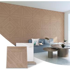 6 Pack Art Acoustic Panels for Wall and Ceiling, High Density 48" X 72"Large Wood Grain Printing Sound Absorbing Panel, Decorative Soundproof Wall Panels-Walnut color