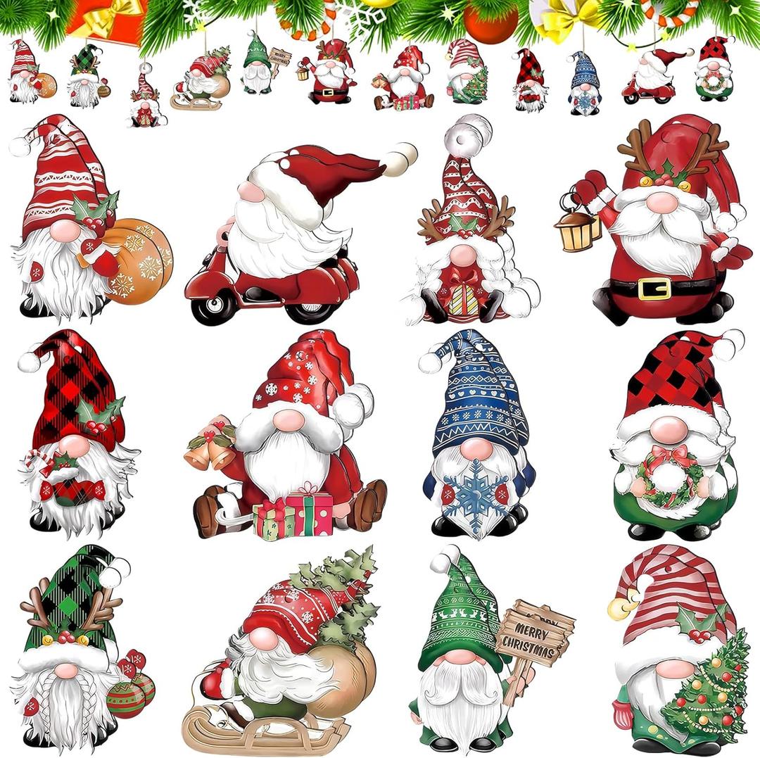 Christmas Gnome Ornaments, Tree Wreaths Gnome Wooden Hanging Ornaments, Party Decorating Supplies Christmas Ropes Decoration Crafts (Colorful)