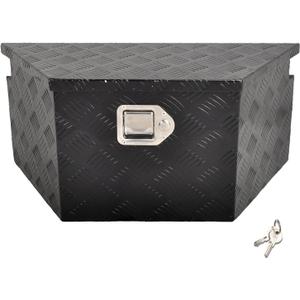 26 Inch Aluminum Trailer Tongue Tool Box 5 Bar Tread Wide Utility ToolBox for Pick Up Truck RV Storage Organizer Tool Box with Lock and Keys - 26"X13.3"X12" Black