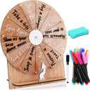 11.4 Inch Spinning Wheel Erasable Raffle Spin the Wheel Game with Stand and Arrow Wooden Prize Tabletop Spinner Raffle Roulette for Wedding Family Bridal Party Baby Shower Games(Wood Color)