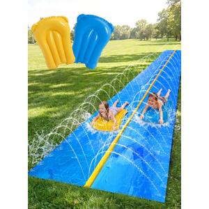 Sloosh Huge Water Slide, 30ft x 6ft Heavy Duty Lawn Water Slip with Built-in Sprinkler Slide and 2 Slip Inflatable Boards for Kids Adults Party Summer Yard Lawn Outdoor Play Activities, Large