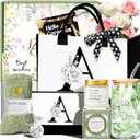 Birthday Gifts for Women, Personalized Mothers Day Gift for Women, Monogrammed Initial Gift for Her Teacher Wife Mom Friend Daughter Sister Girlfriend, Initial Tote Bag & Makeup bag (A)