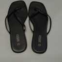 Rihero Flip Flops for Women Comfortable Square Toe Beach Sandals Slip On Leather Thong Flat Sandals Dressy (8.5, Black)