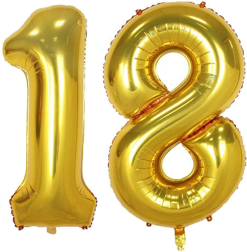 4 x Tellpet Gold Number 18 Balloon, 40 Inch