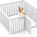 Plastic Dog Playpen for Indoor Outdoor, 11-Panel Portable Pet Fence, Puppy Playpen with Secure Locking Door Keep Pets Secure, Easy Assemble and Fold