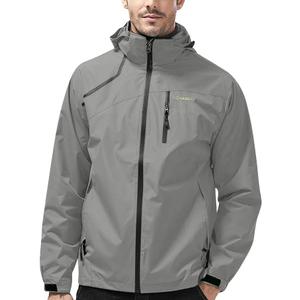 Mens Lightweight Waterproof Jacket Windproof Rain Hooded jackets for Running Hiking Cycling Travel (3X-Large, Light Gray)
