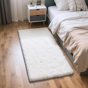 Fluffy Rug Shaggy Area Rug, White 3x5 Area Rugs for Bedroom, Small Bedside Rug, Soft Fluffy Shaggy Entryway Throw Rugs for Living Room Bedroom Kids Room Home Decor