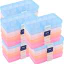 32 Pack 10 Grids Small Plastic Jewelry Bead Organizer Box, Colored Plastic Bead Storage Organizer Box with Adjusatble Dividers for Beads Earrings Rings Jewelry, 4 Colors
