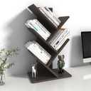 Godferyxin Book Tree Bookshelf, 5-Tier Wood Bookshelf Tree Bookcase for Displaying Books, CDs, Magazines and More at Office, Home or School, 23.6"H x 12.2"L x 6.7"W