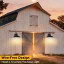 Solar Barn Lights for Outside, Dusk to Dawn Farmhouse Gooseneck Barn Light, 12" Large Black Porch Light Fixture Wall Mount, Waterproof Outside Wall Lights Solar Powered for Porch Garage Patio, 2-Pack