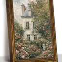 3D Textured Vintage Rose Cottage Floral Wall Art, Gold Framed, 16x24in