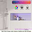 36X12 RGB Shower Niche, Brushed Nickel Stainless Steel LED Wall Niche, No Tile Needed Wall Cabinet for Bathroom Storage, 3000K Warm Light, 36X12In