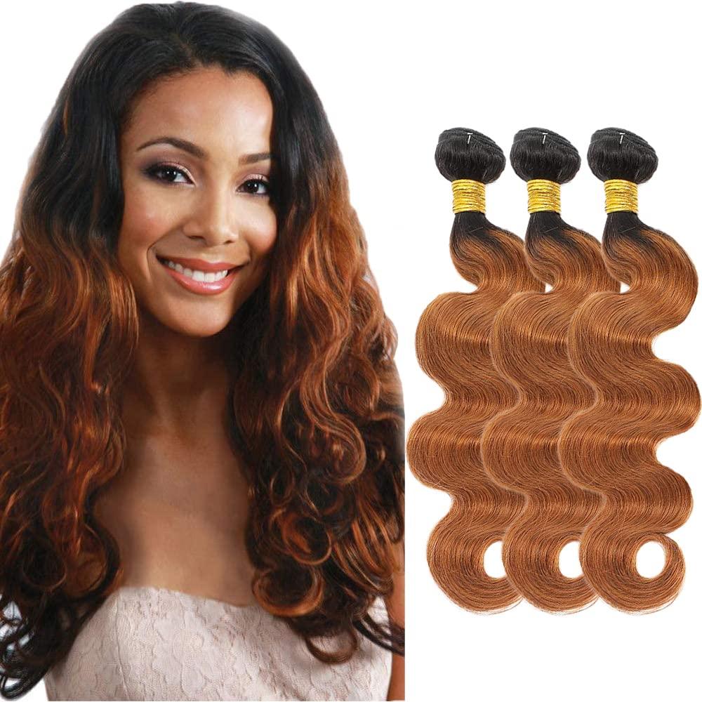 1B30 Ombre Brown Bundles Human Hair Body Wave 3 Bundles 18 20 22 Inch Unprocessed Brazilian Virgin Remy Dark Brown Body Wave Bundle Human Hair Extensions