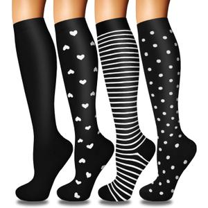 Iseasoo 4 Pairs Compression Socks for Women Circulation-Best Support for Nurses, Running, Athletic, Travel (Large-X-Large)
