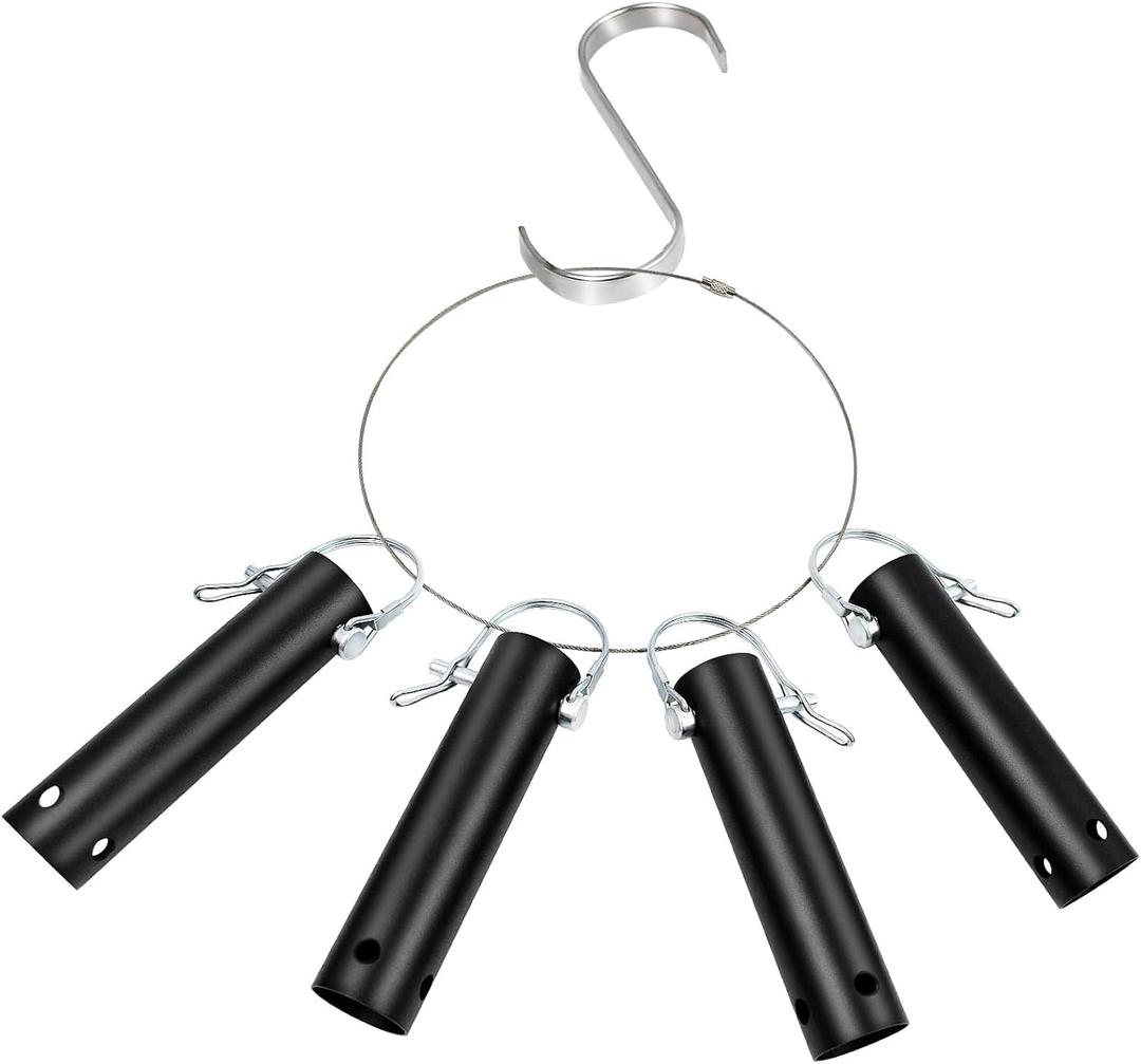 4 Pack Pool Tool Holder and Organizer,Pool Cleaning Equipment Storage with 4 Pool Tool Holder,4 Hooks,Key Chain Loop and S Shaped Hook Easy Storage Pool Cleaning Equipment Storage for Skimmers