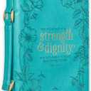Christian Art Gifts Women's Fashion Bible Cover Strength and Dignity Proverbs 31:25, Teal Faux Leather, XL (Extra Large)