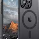 SUPFINE Magnetic for iPhone 15 Pro Max Case (Compatible with MagSafe) (Military Grade Drop Protection) Slim Translucent Matte Shockproof with Anti-Fingerprint Phone Case, Black
