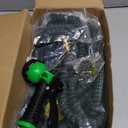 Flexi Hose with 8 Function Nozzle, 75FT - Lightweight Expandable Garden Hose, No-Kink Flexibility, 3/4 Inch Solid Brass Fittings and Double Latex Core - Black and Green