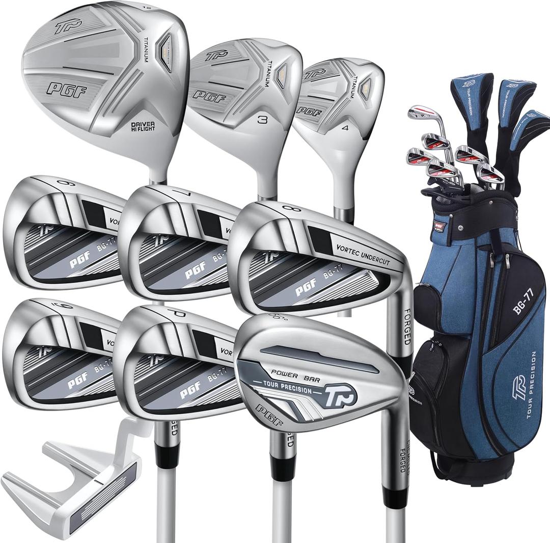 PGF Labs Gold TP BG-77 Complete Golf Club Package Set for Men & Women [14-Pieces] [Flex: Regular] (Lady Left Hand)