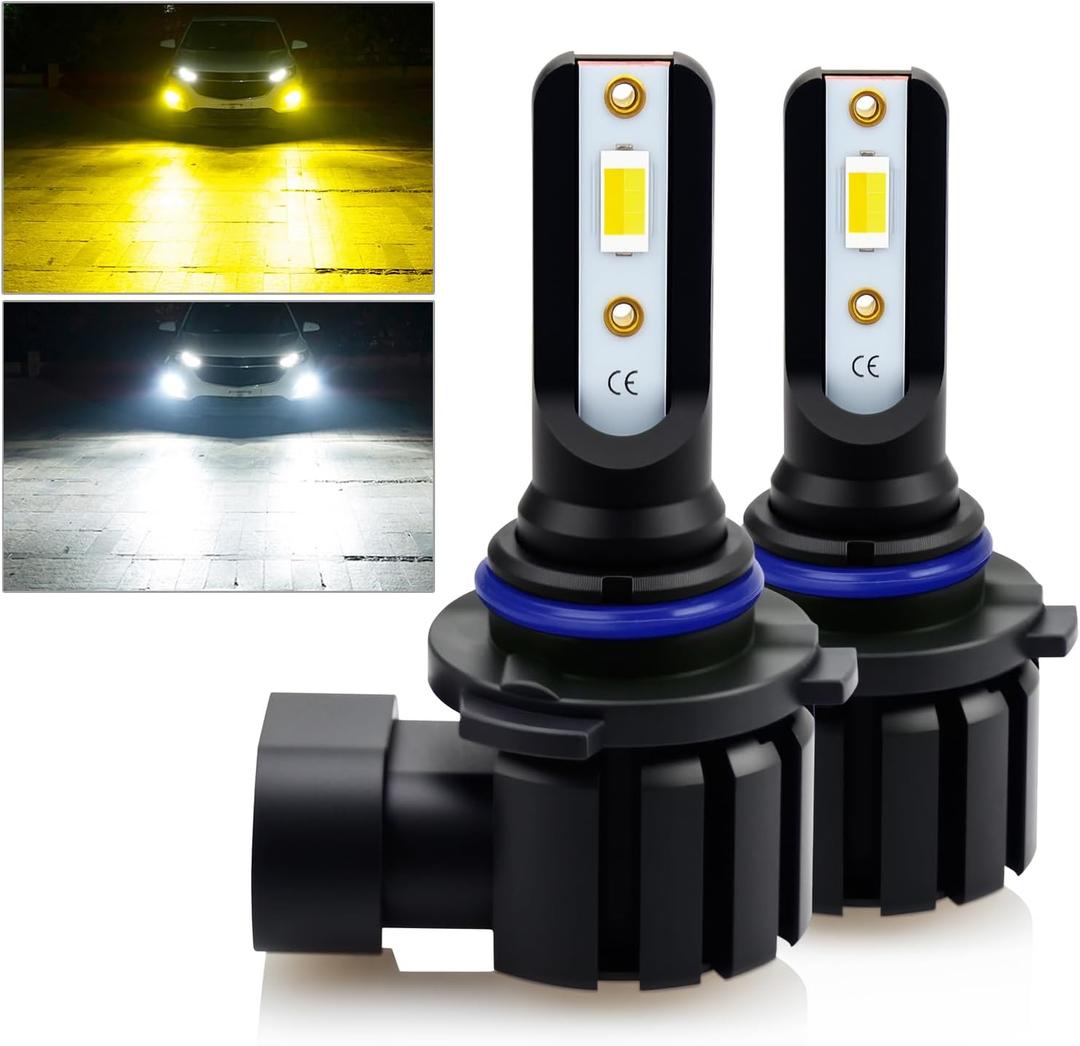 D-Lumina H10 Switchback LED Fog Light Bulbs, 8000 Lumens 40W 300% Brightness Dual Color 6000K Xenon White/3000K Golden Yellow, 9145 9140 9045 9040 LED Fog Light DRL Bulb Upgrade Replacement, Pack of 2