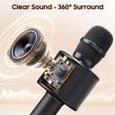 BONAOK Wireless Bluetooth Karaoke Microphone,3-in-1 Portable Handheld Karaoke Mic Speaker Machine Home Party Birthday for All Smartphones Q37 (Black)