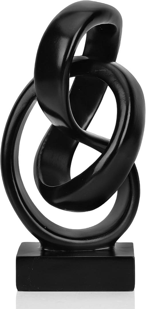 DOVDOV Abstract Black Knot Sculpture, Geometric Decor, Black Decorative Piece for Living Room Coffee Table or Bookshelf Top, Office Coffee Table or Entryway Console Decor.