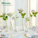 Hewory Glass Bud Vases for Centerpieces Set of 36, Handmade Modern Clear Small Skinny Decorative Single Flower Vase, Minimalist Slim Floral Vase for Home Wedding Party Events Table Decor, 9.64"