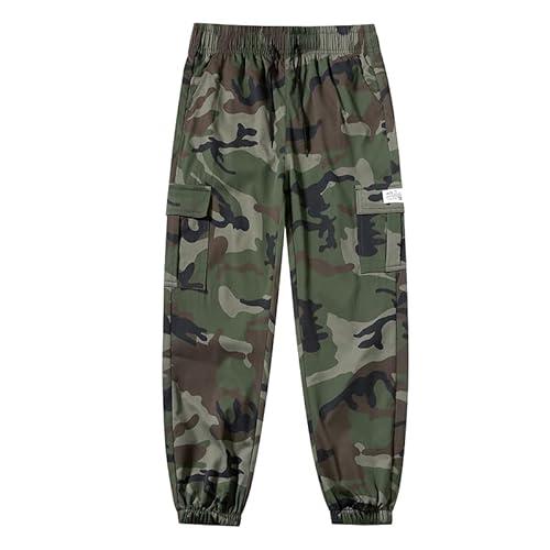 TAPOO Men's Camo Jogger Pants Military Army Combat Cargo Pants Baggy Flexcamo Camo Joggers M81 Woodland Pants Camouflage-L
